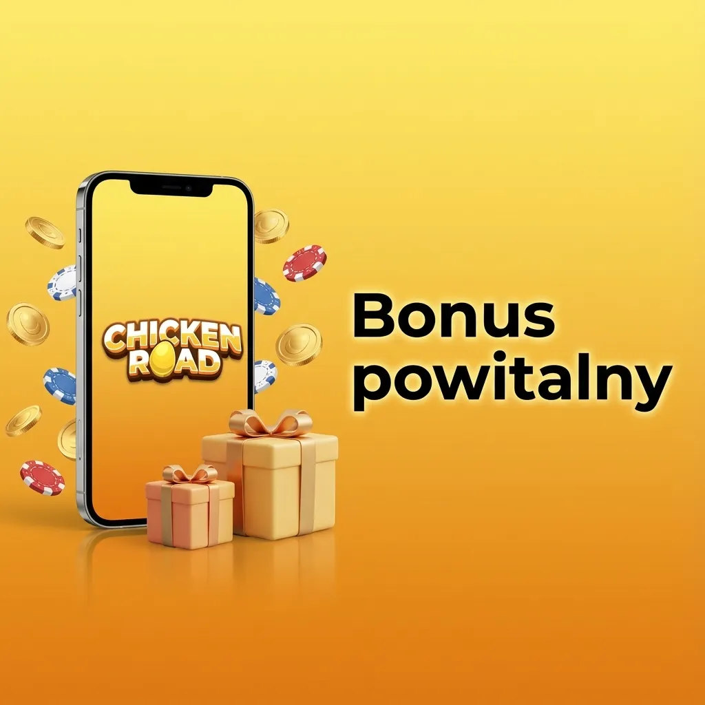 Grafika promująca bonus powitalny z procentowym doładowaniem depozytu i darmowymi spinami do gry Chicken Road