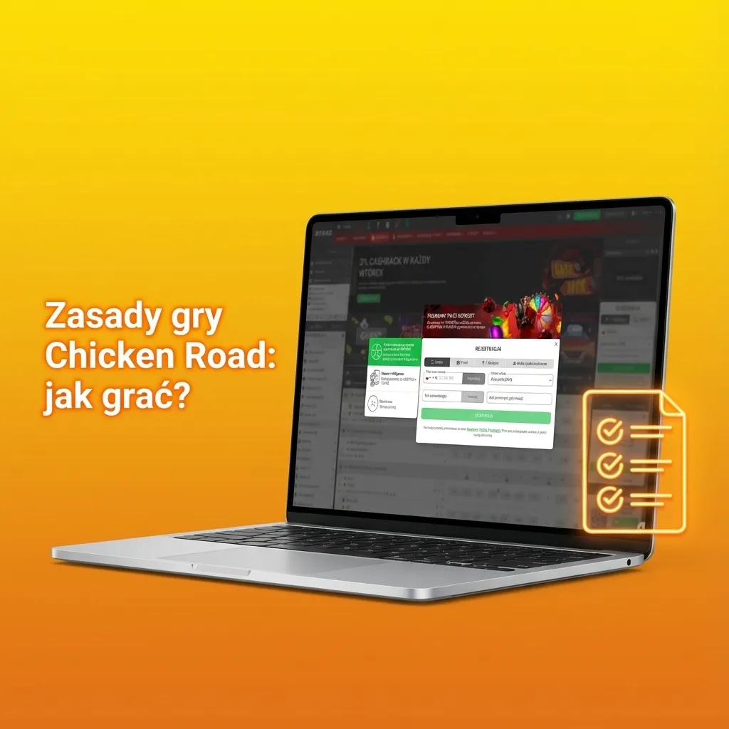 Ilustracja Chicken Road: zakłady, rosnący mnożnik, przycisk „Wypłać” przed losowym krachem rundy