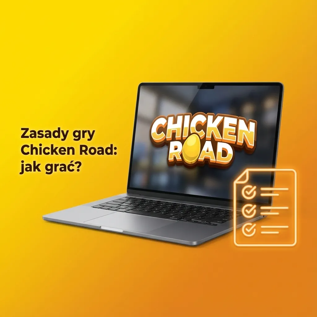 Ilustracja gry Chicken Road: kura biegnie przez drogę, rosnący mnożnik zakładu i przycisk wypłaty przed końcem rundy
