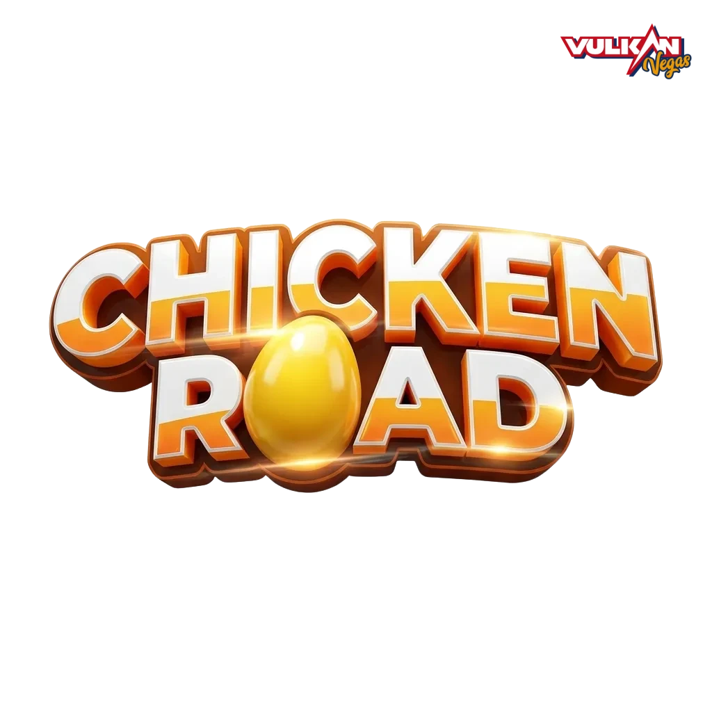 Ekran gry Chicken Road w kasynie Vulkan Vegas z kurą na drodze i informacjami o bonusie do 6300 PLN i 150 darmowych spinów
