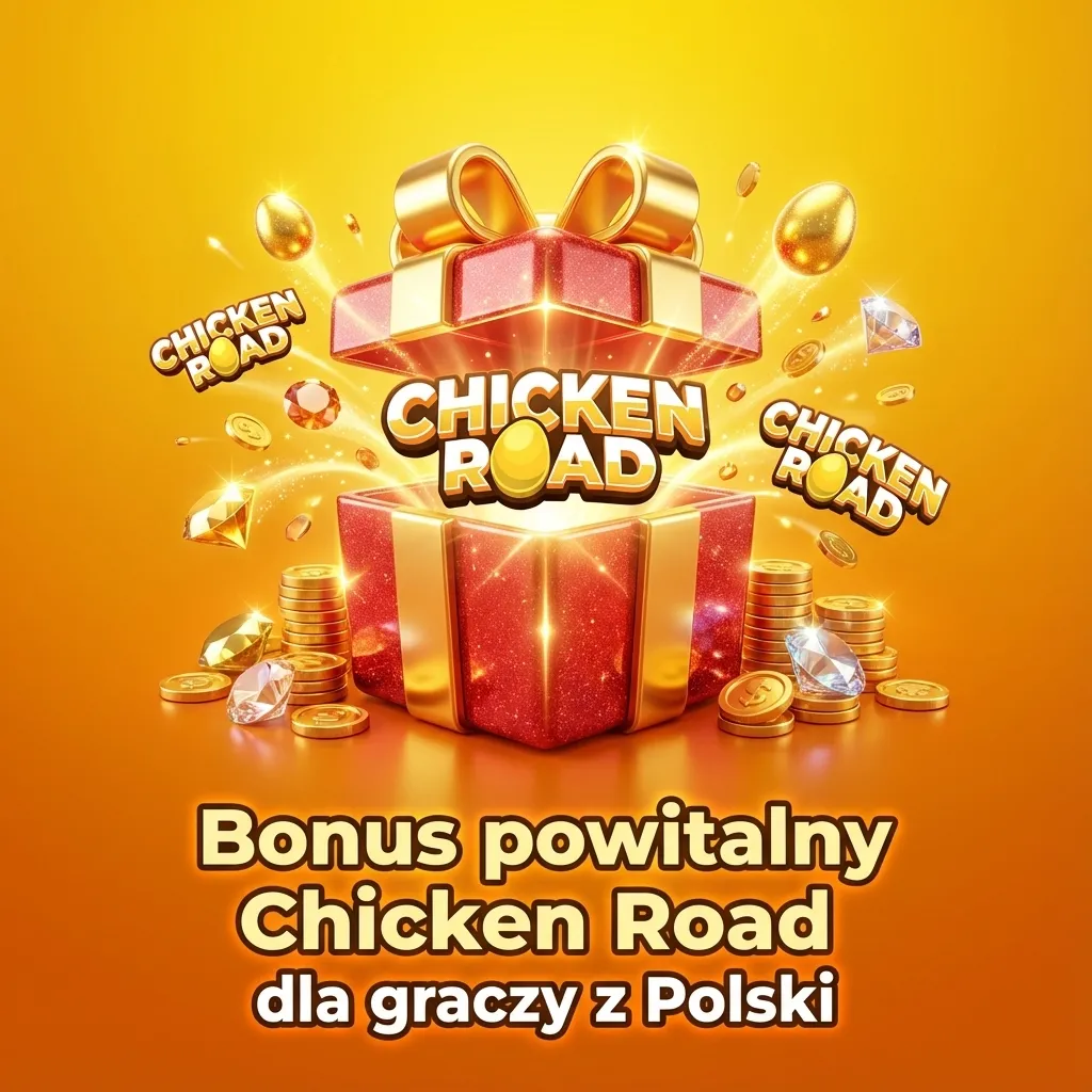 Grafika promująca bonus powitalny kasyna Chicken Road dla nowych graczy z Polski w złotówkach