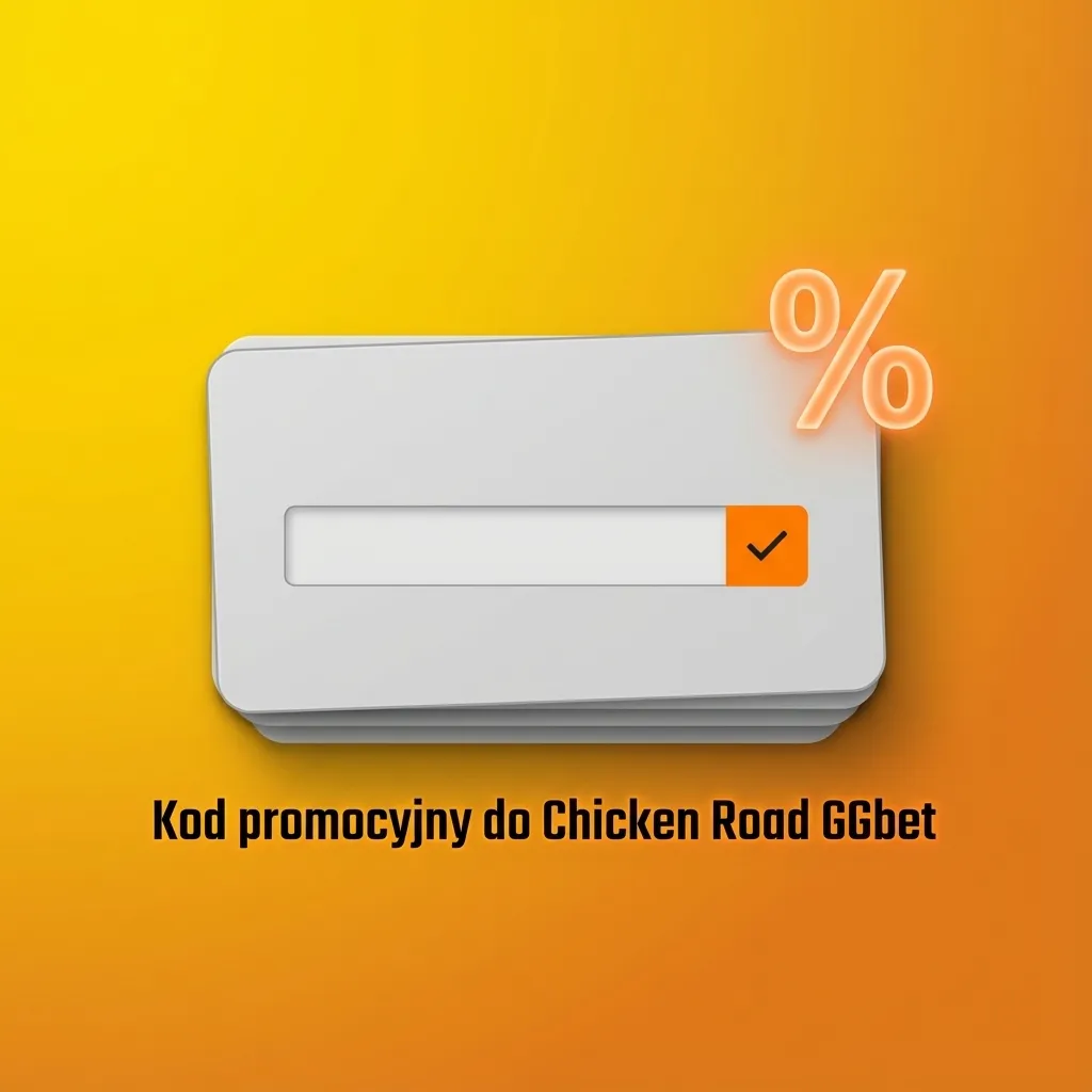 Baner GGbet z napisem „Kod promocyjny do Chicken Road” i wyróżnionym kodem CHICKENPL na tle motywu kasynowego