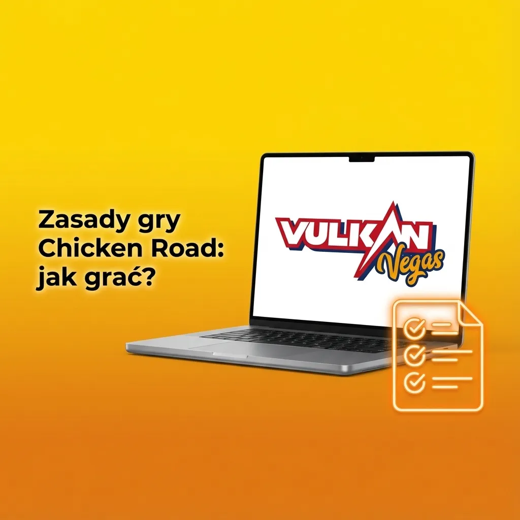 Ilustracja kury przechodzącej przez ruchliwą drogę z przeszkodami, symbolizująca ryzykowną grę hazardową