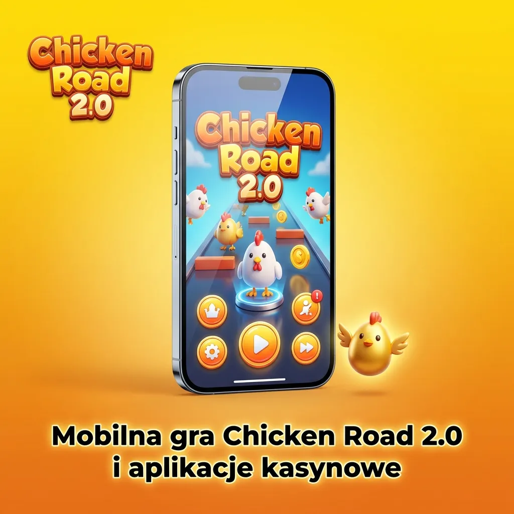 Smartfon z uruchomioną mobilną grą kasynową Chicken Road 2.0 na ekranie, obok ikon aplikacji kasynowych