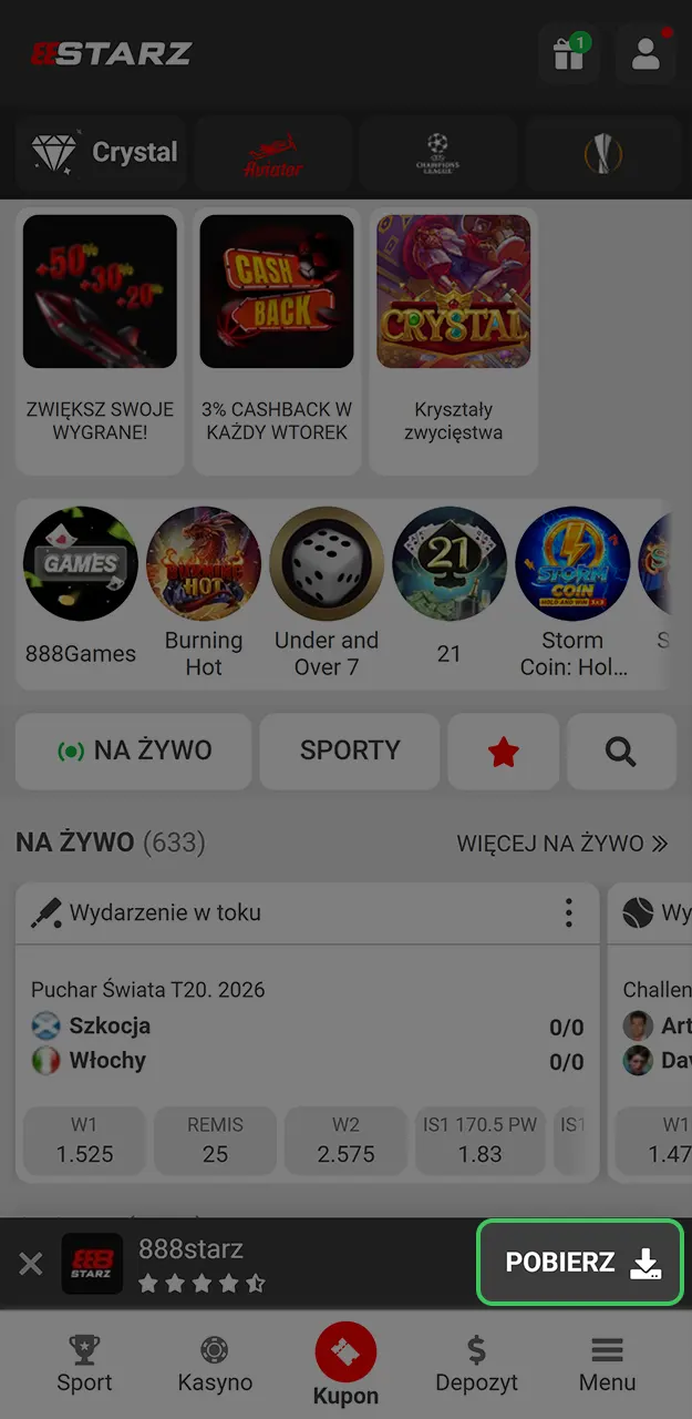 Wybierz opcję instalacji aplikacji iOS, aby mieć dostęp do Chicken Road.