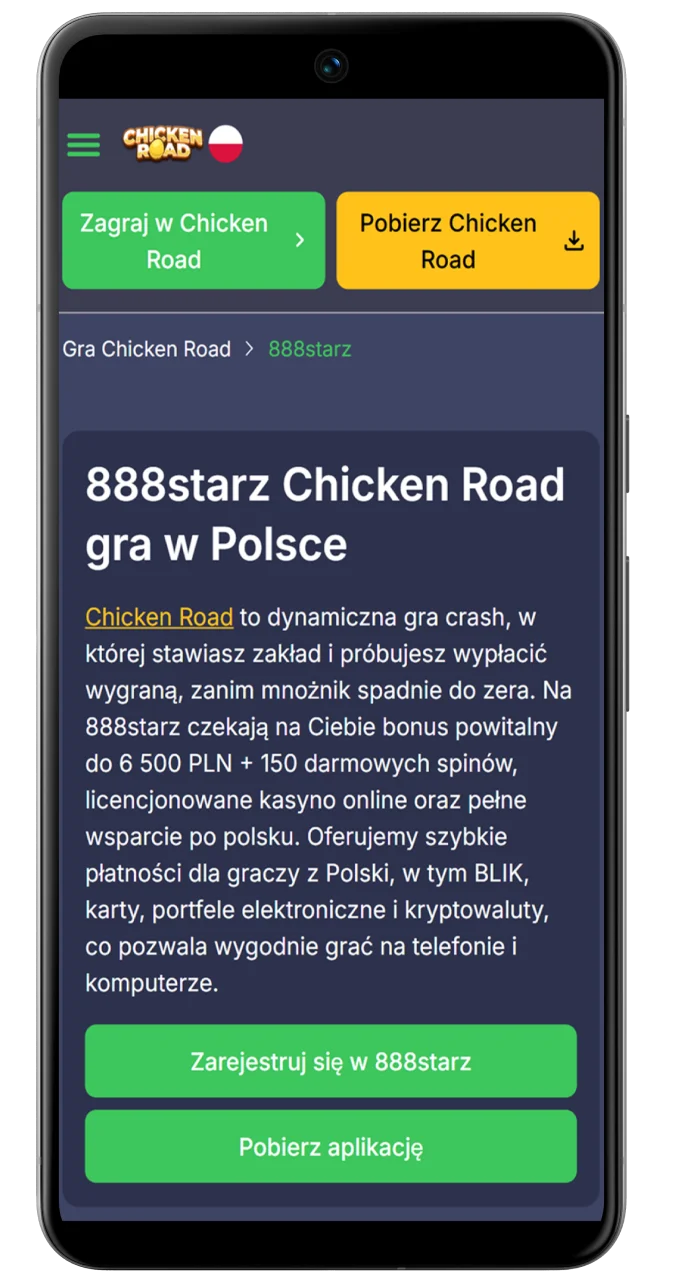Wejdź na stronę 888starz i pobierz aplikację, aby zagrać w Chicken Road w Polsce.