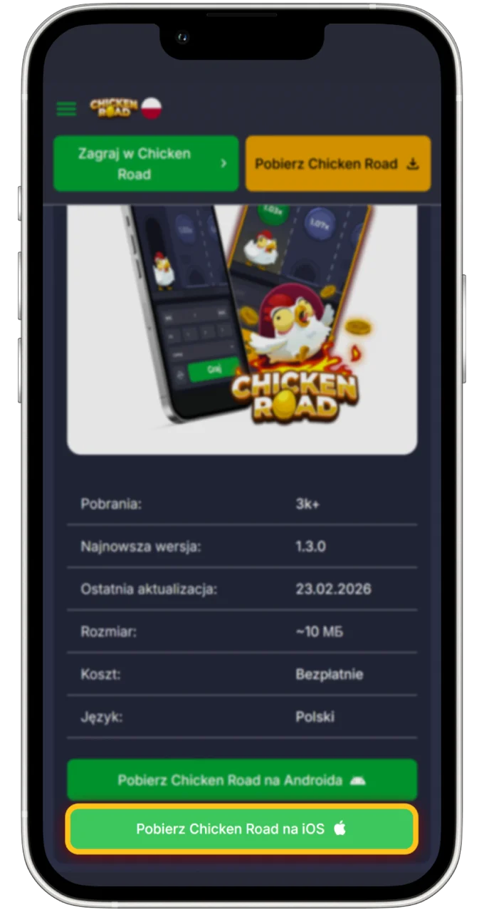 Znajdź przycisk pobierania na iOS na stronie 888starz, aby zainstalować Chicken Road na swoim iPhonie.