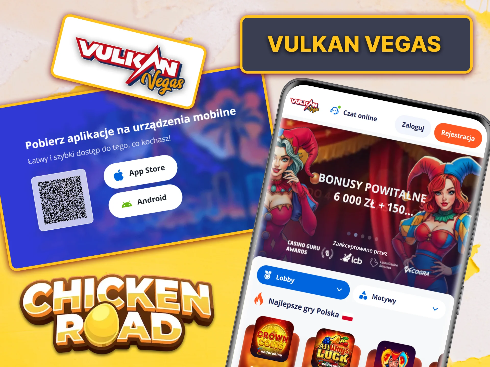 Wybierz aplikację Vulkan Vegas i zdobądź bonus do gry Chicken Road.