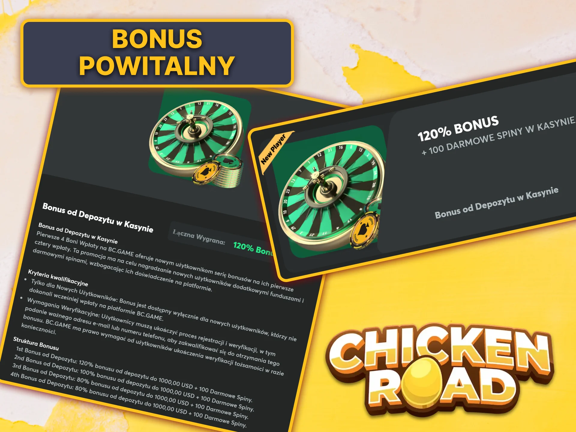 Otrzymaj bonus powitalny i darmowe spiny na Chicken Road w kasynie BC Game.