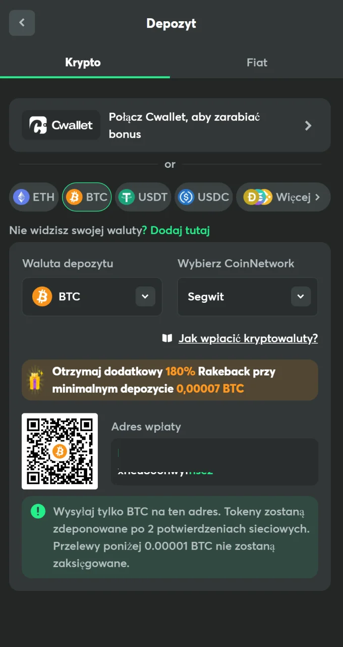 Wpłać depozyt na swoje konto w kasynie BC Game i odbierz bonus na start w grze Chicken Road.