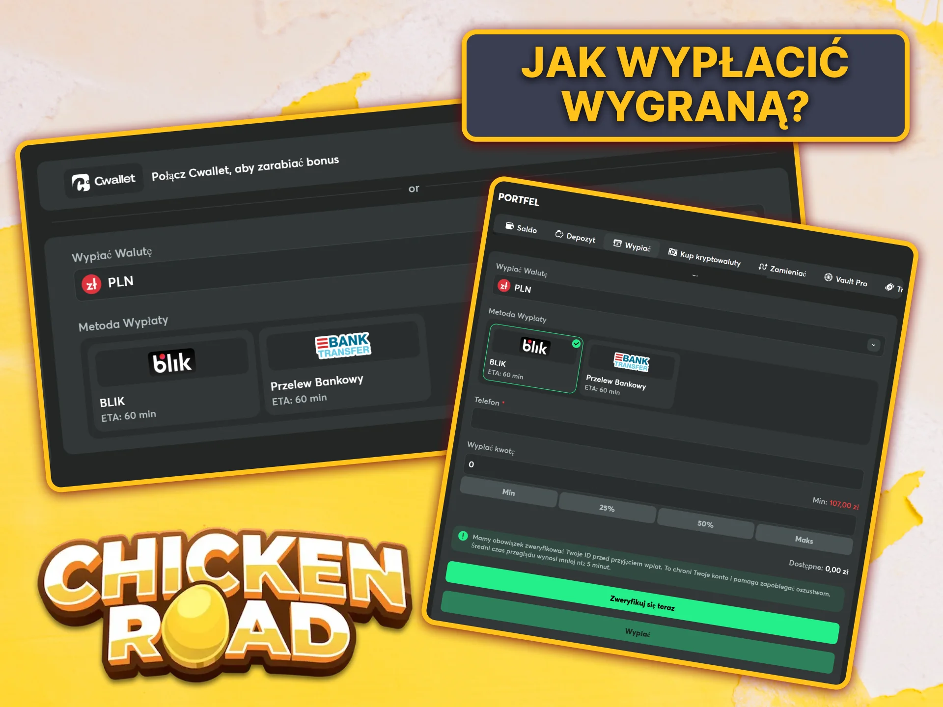 Wypłać swoje wygrane z Chicken Road w BC Game za pomocą BLIK-a lub przelewu bankowego.
