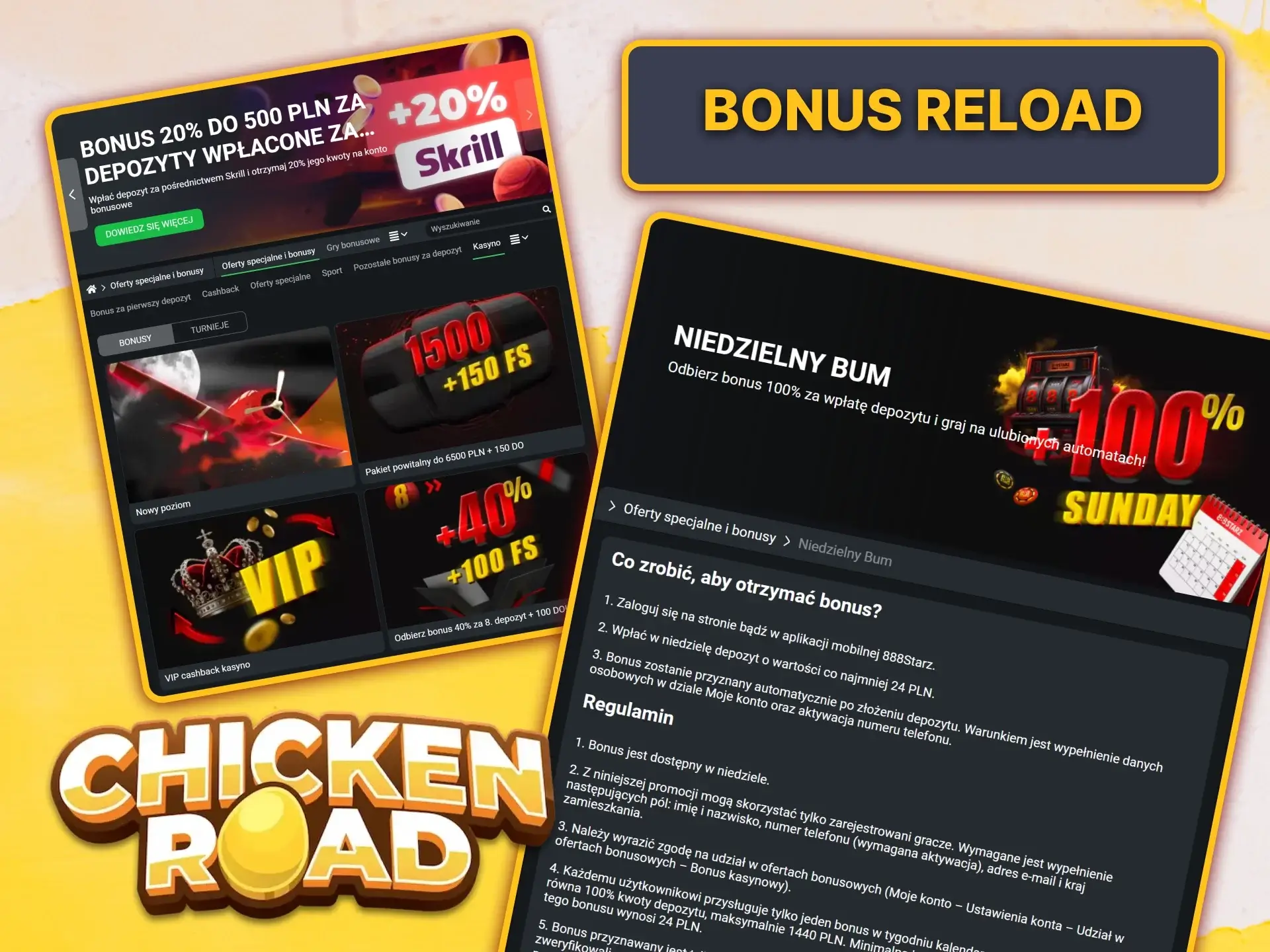 Skorzystaj z bonusów doładowujących, aby uzyskać więcej korzyści podczas gry w Chicken Road.