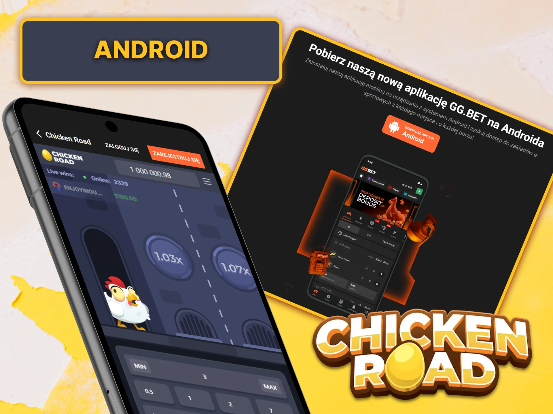Pobierz aplikację GGbet na Androida i graj w Chicken Road gdziekolwiek jesteś.