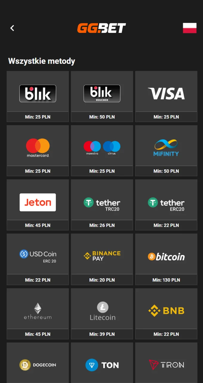 Wybierz metodę płatności w GGbet i dokonaj wpłaty, aby rozpocząć grę w Chicken Road.