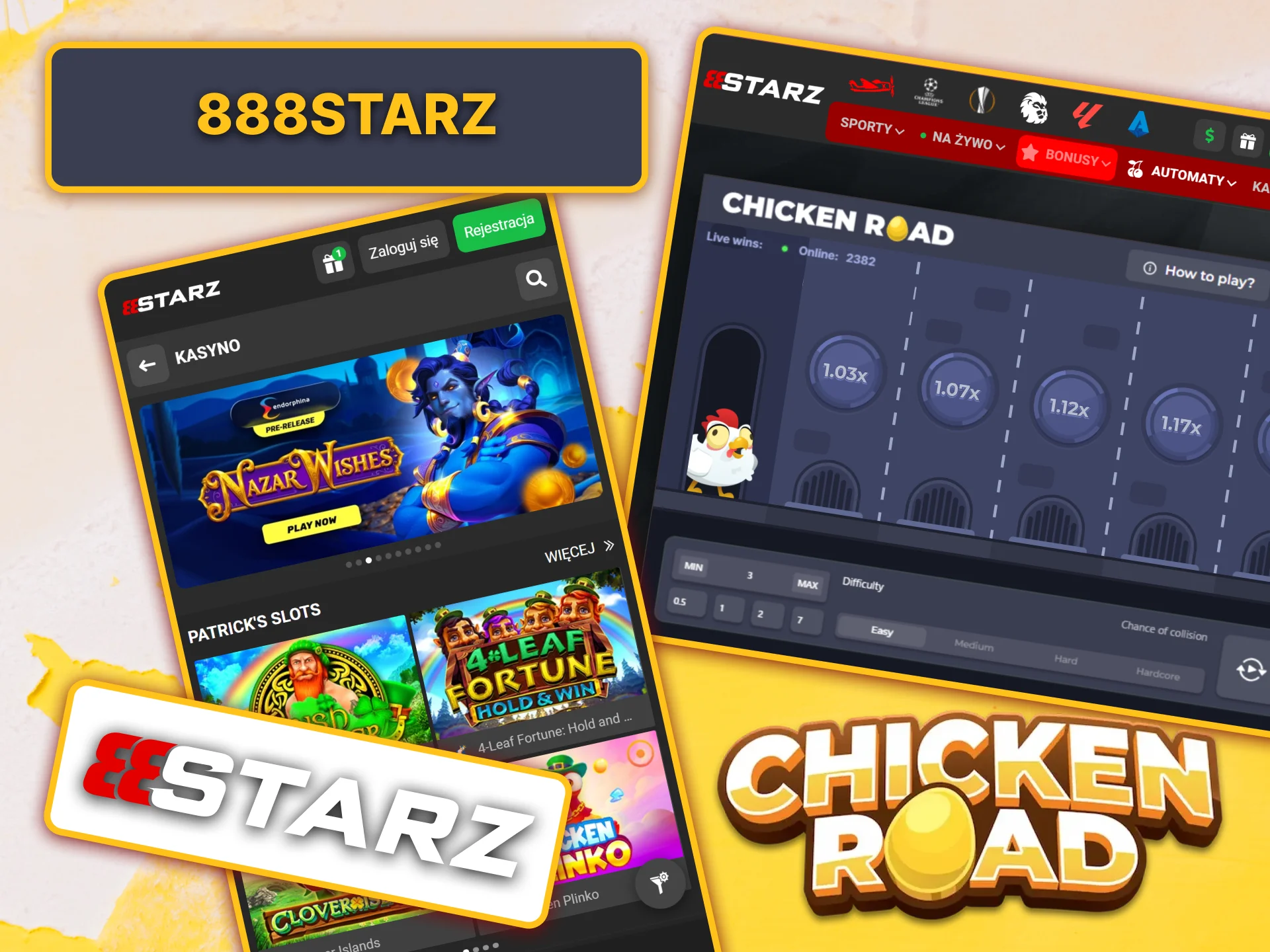 Zarejestruj się na 888starz i odbierz bonus powitalny Chicken Road.