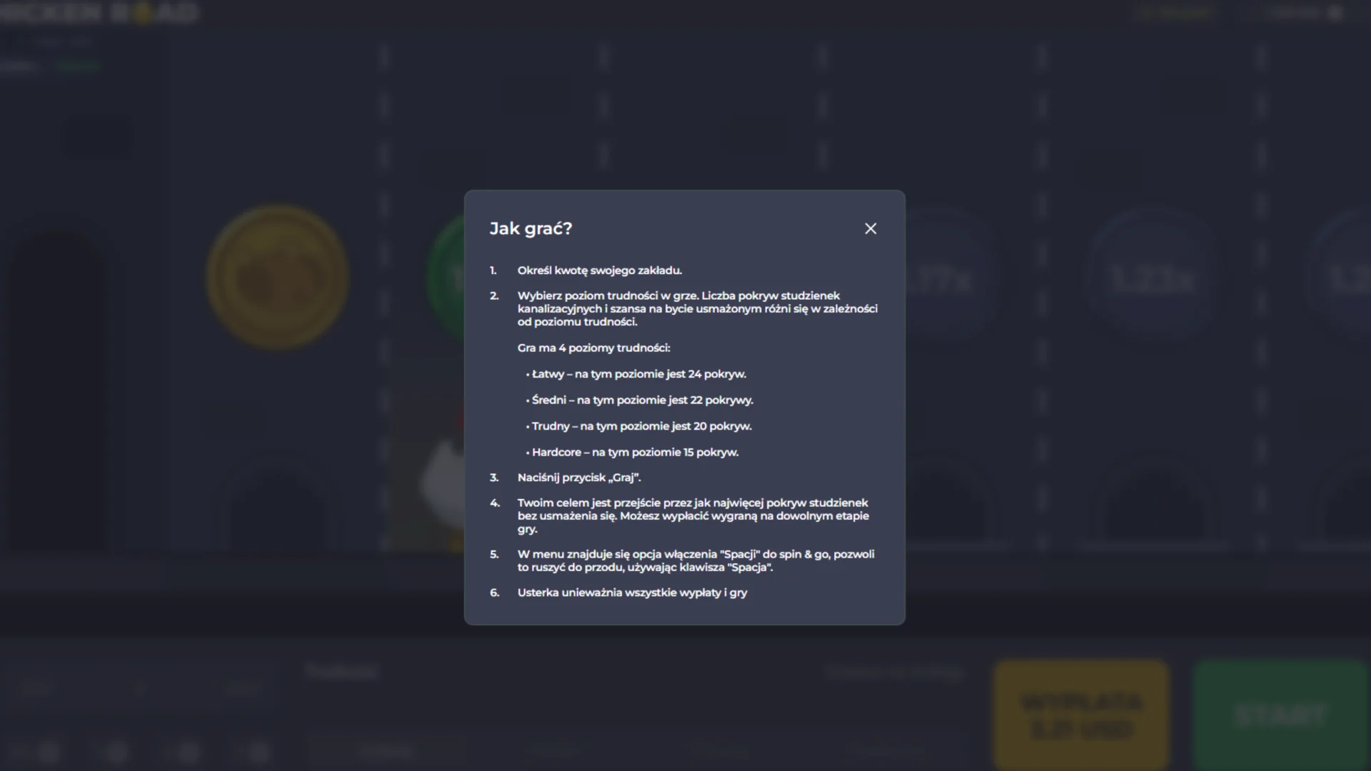 Zapoznaj się ze szczegółowymi zasadami gry Chicken Road i dowiedz się, jak zdobyć maksymalne wygrane.