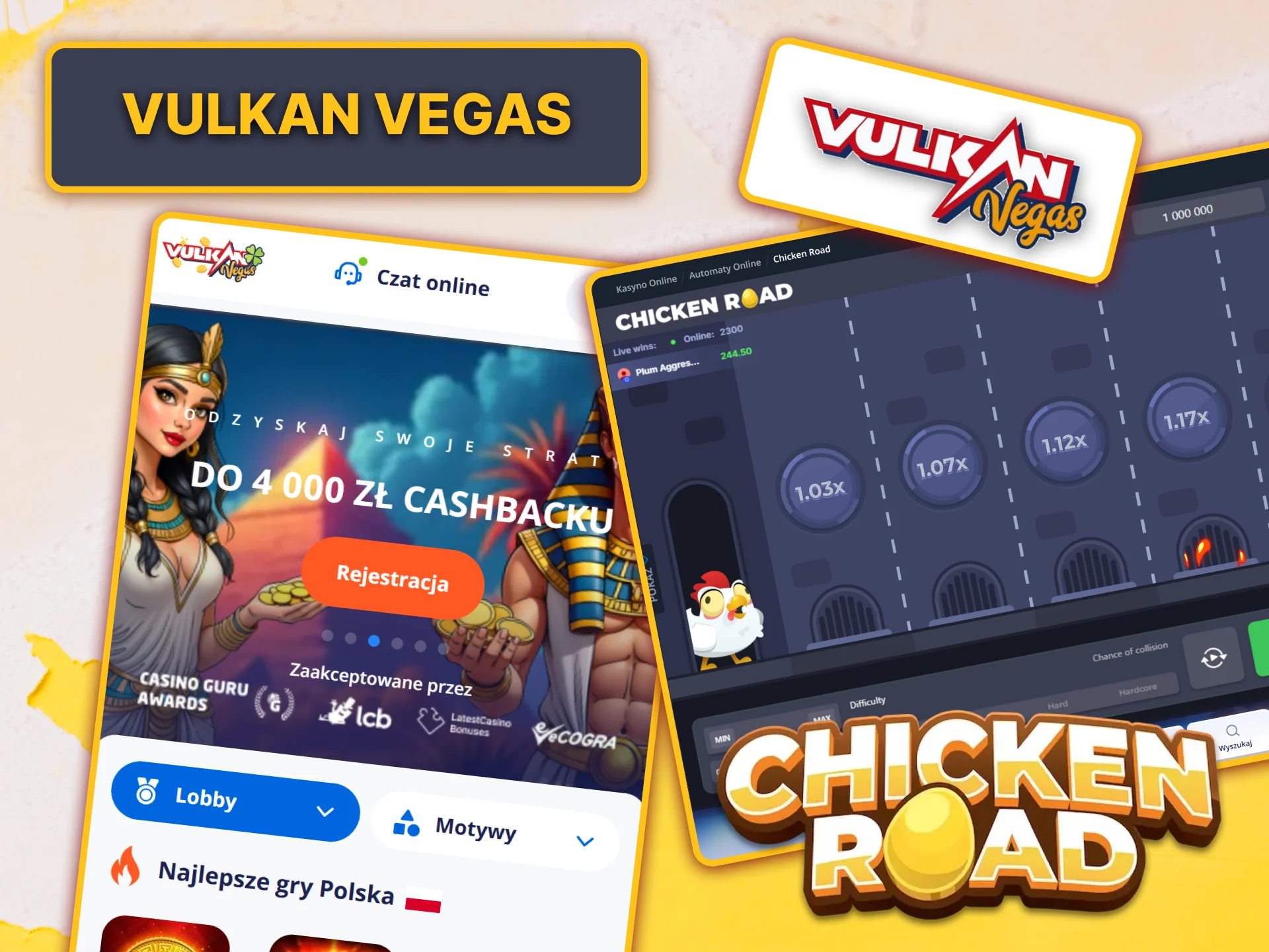 Wykorzystaj darmowe spiny w Vulkan Vegas, aby zagrać w ekscytującą grę Chicken Road.