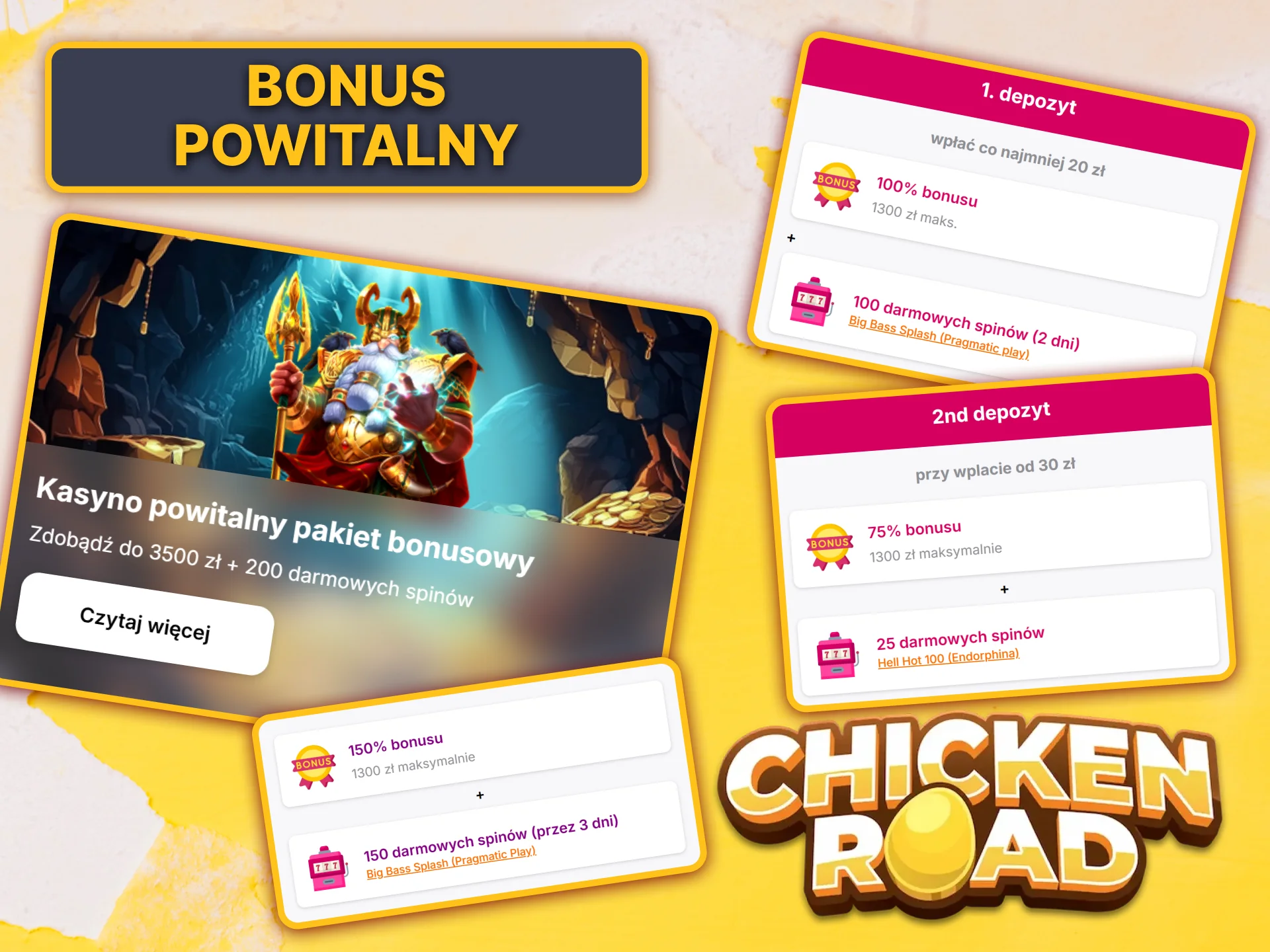 Aby zagrać z darmowymi spinami na Chicken Road, odbierz bonus powitalny w HitNSpin.