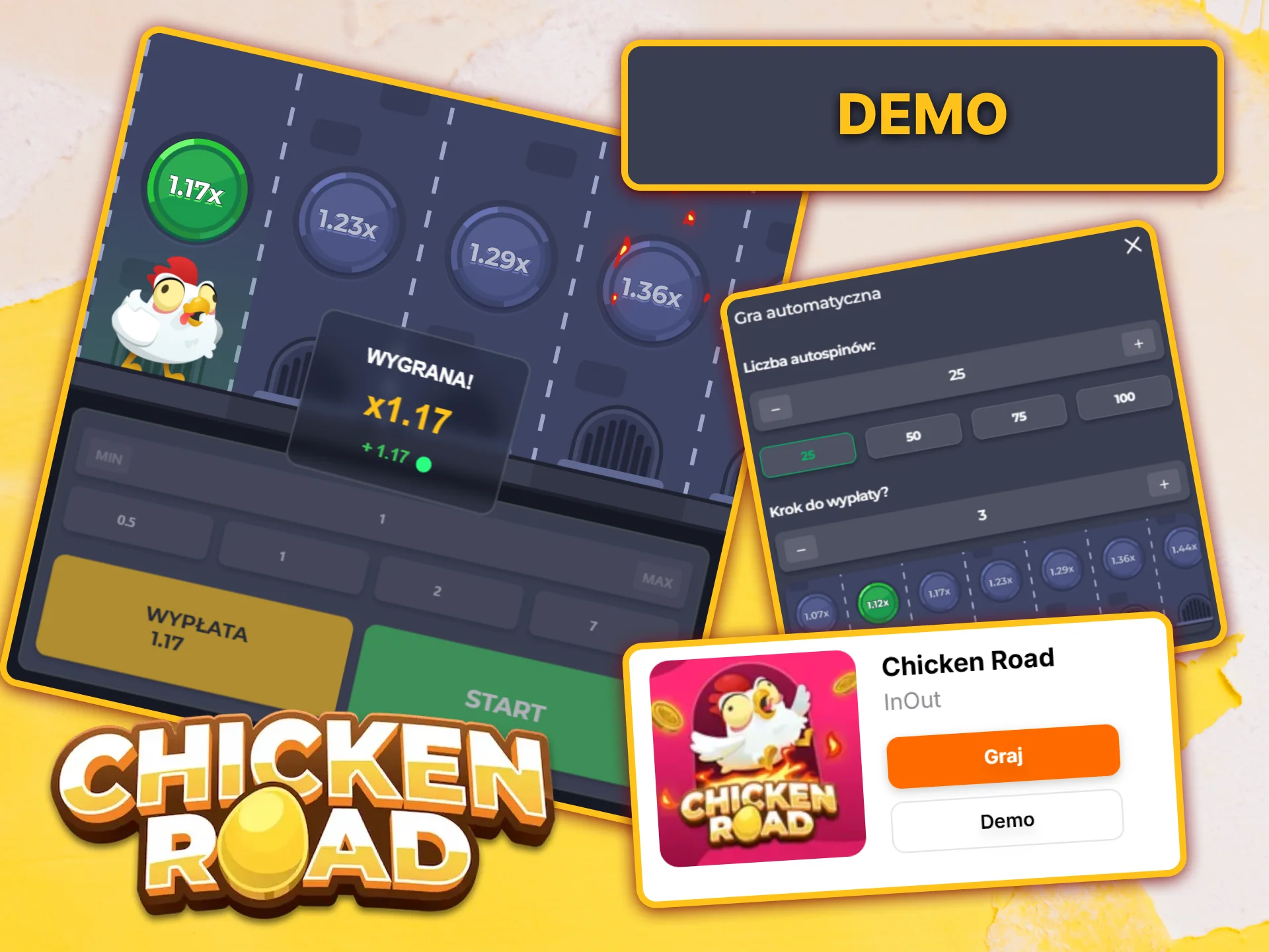 Aby nauczyć się grać bez ryzyka, wypróbuj bezpłatną wersję demonstracyjną gry Chicken Road w serwisie HitNSpin.