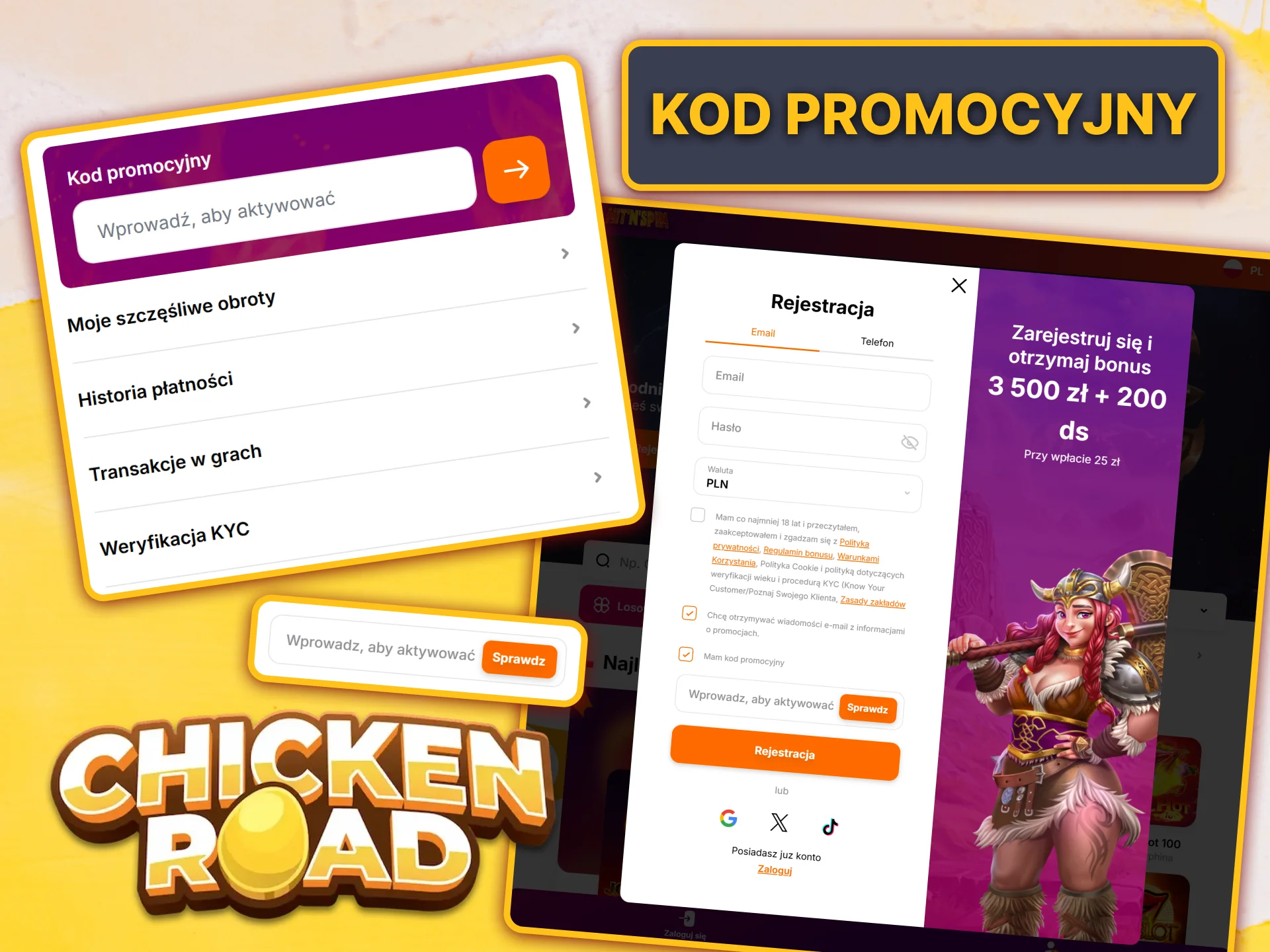 Wprowadź kod promocyjny na stronie HitNSpin, aby otrzymać dodatkowe środki na grę Chicken Road.