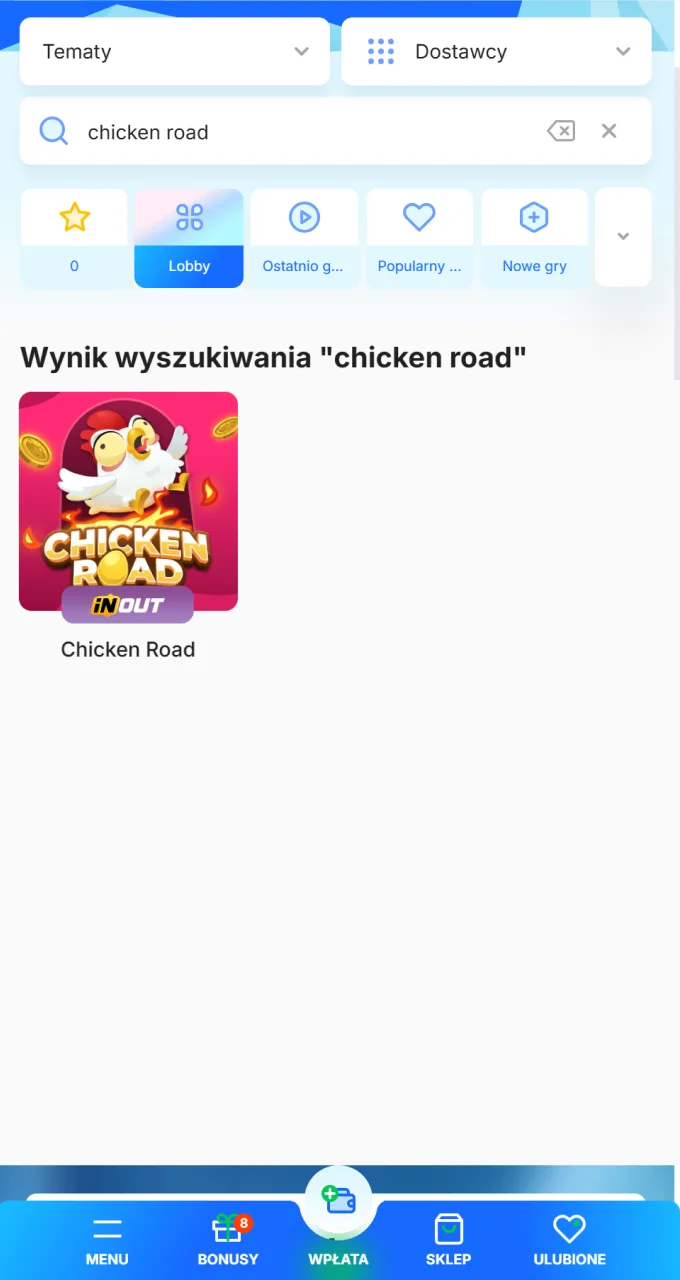 Znajdź grę Chicken Road w katalogu gier Ice Casino i rozpocznij pierwszą rundę.