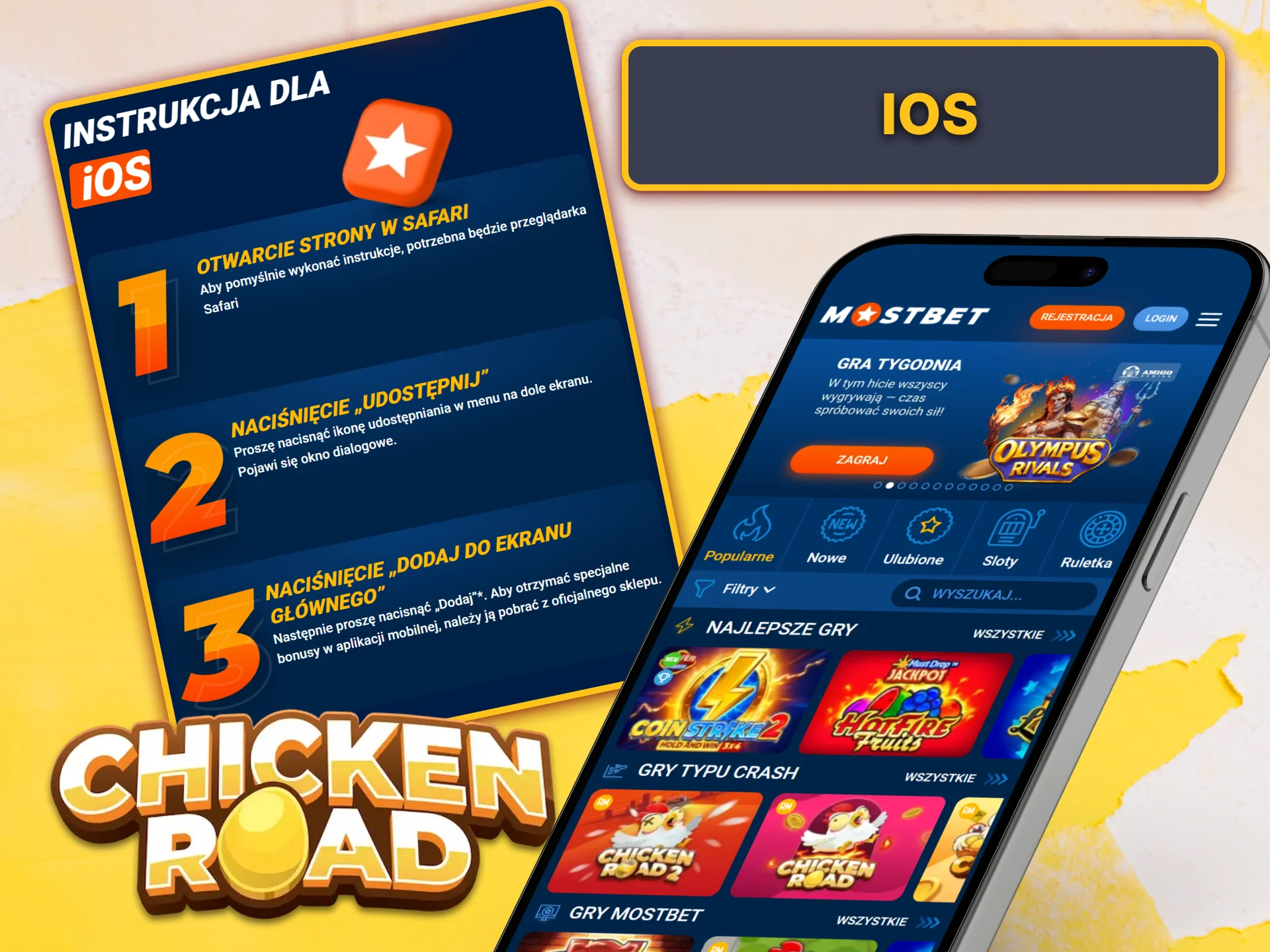 Zainstaluj Mostbet na iOS, postępując zgodnie z instrukcjami i ciesz się grą Chicken Road.