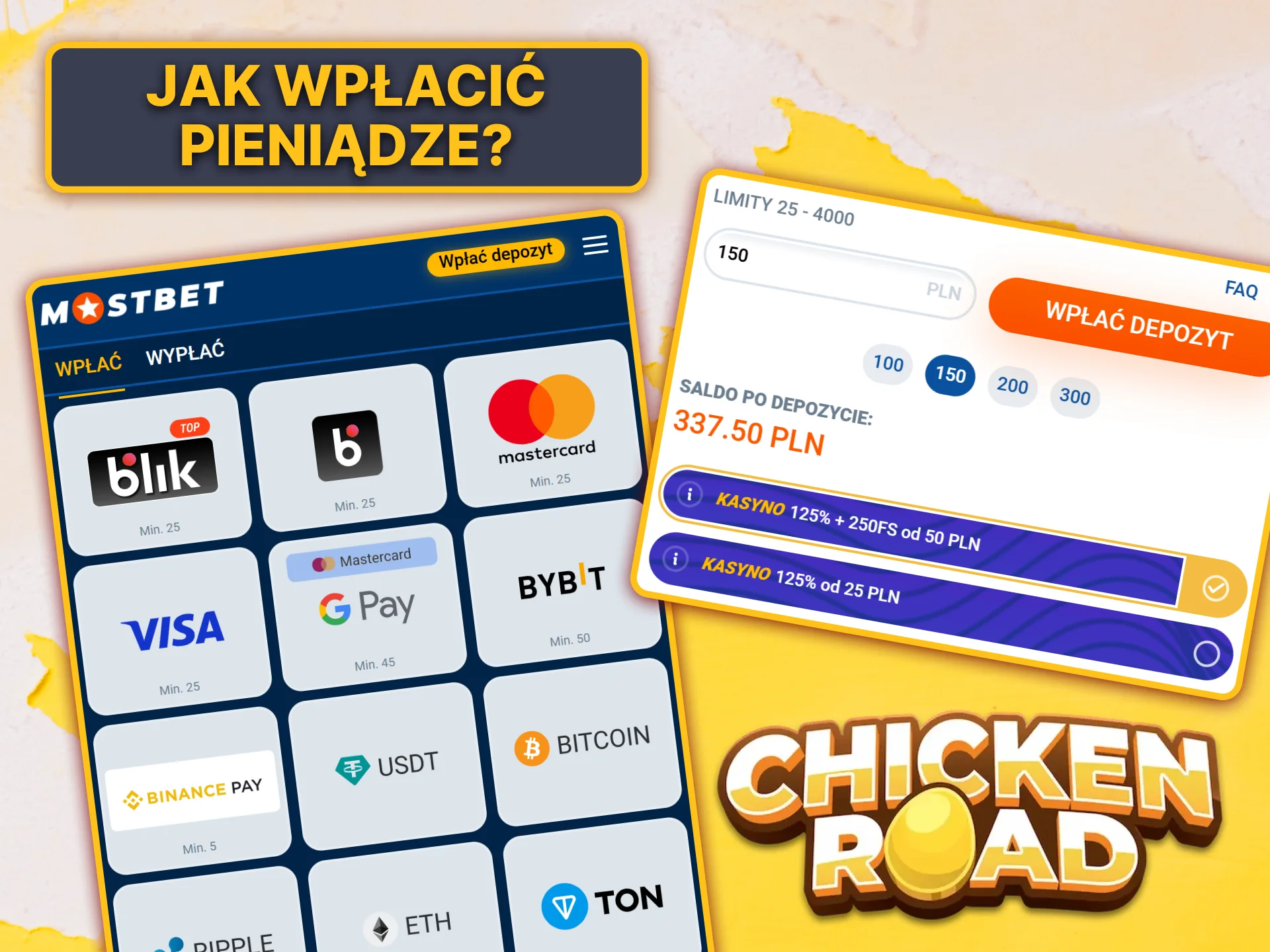 Poznaj wszystkie szybkie i łatwe sposoby doładowania konta w Mostbet, aby zacząć obstawiać mecze na Chicken Road.