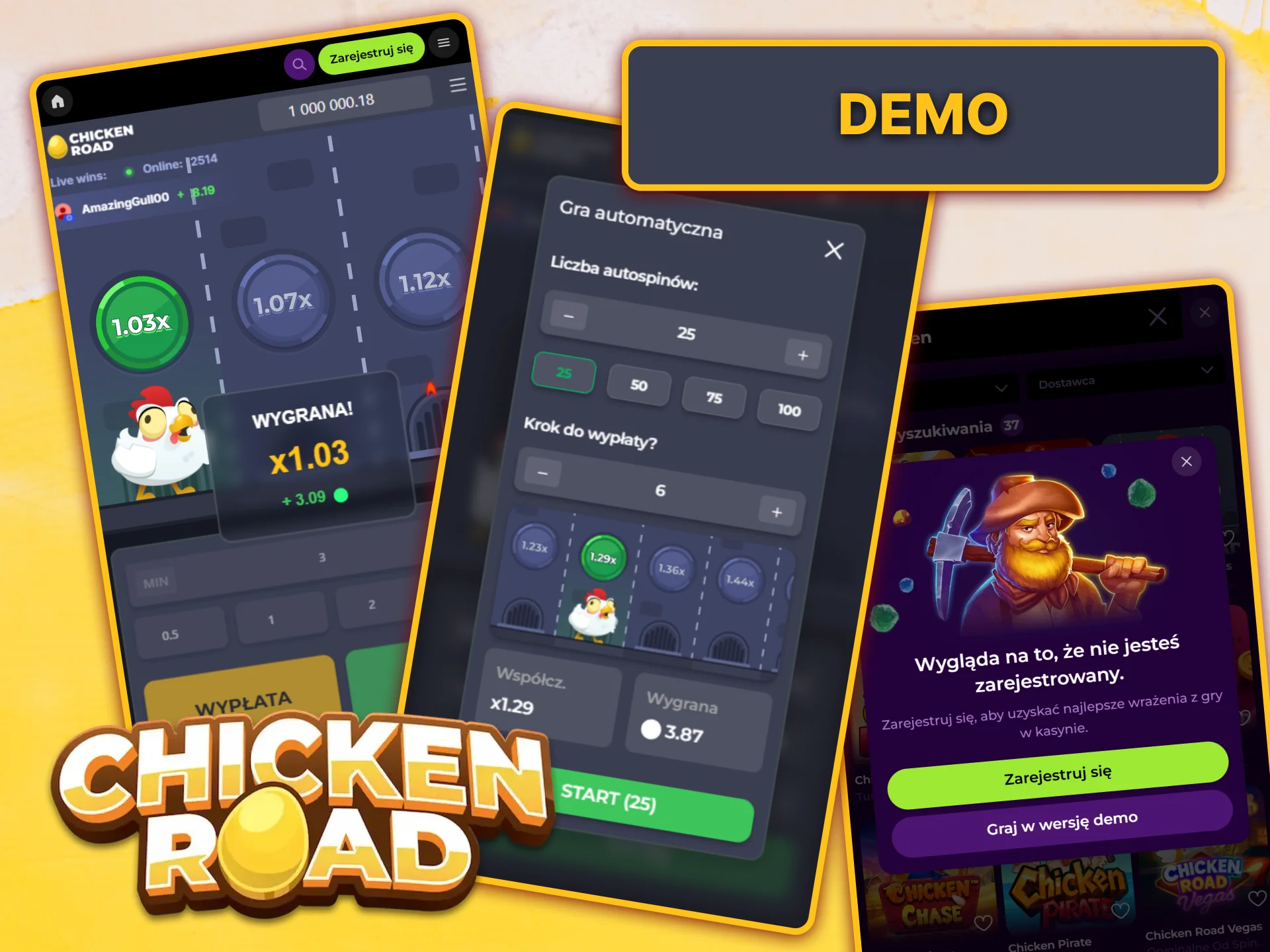 Bezpłatna wersja demonstracyjna gry Chicken Road na platformie Spinmama to szansa, aby nauczyć się grać bez ryzyka.