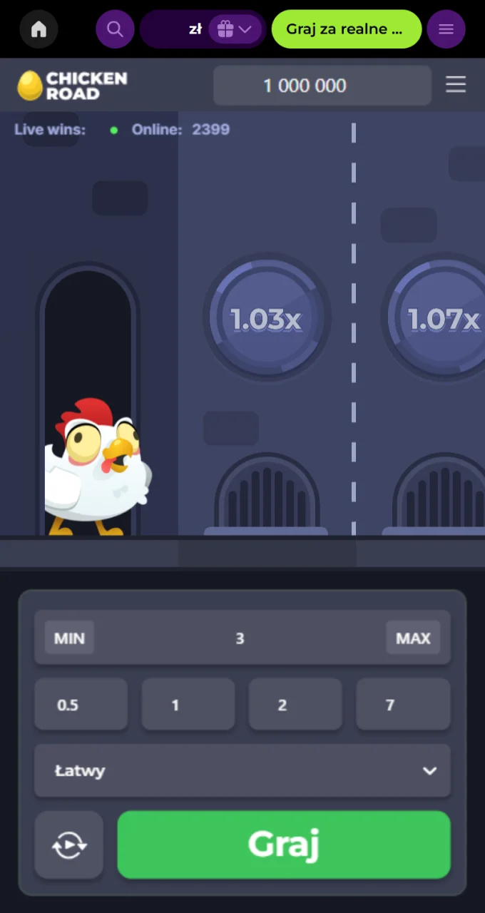 Zagraj w Chicken Road w kasynie Spinmama i walcz o duże wygrane.