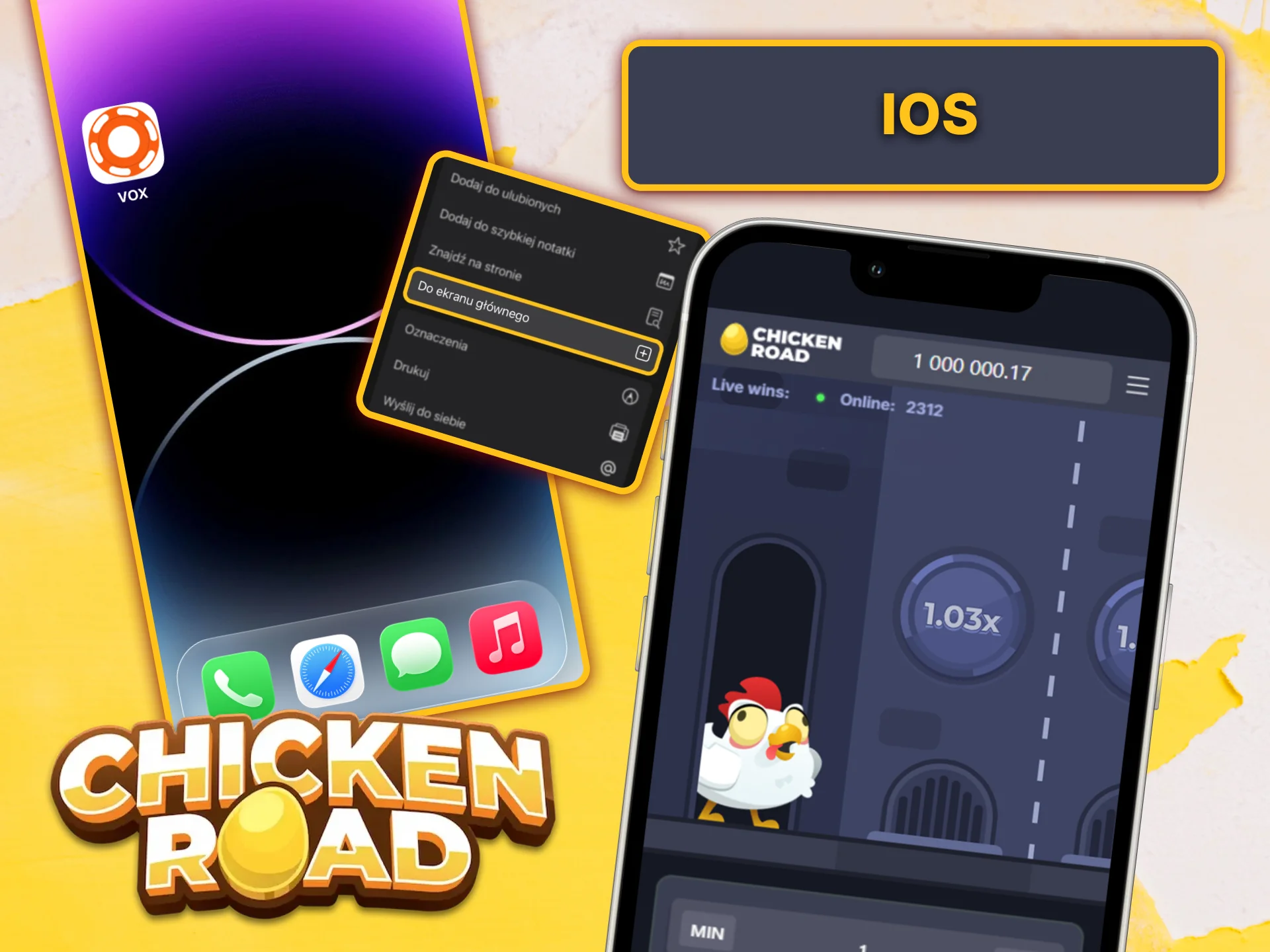Dodaj skrót VOX Casino do systemu iOS i ciesz się szybkim dostępem do Chicken Road.