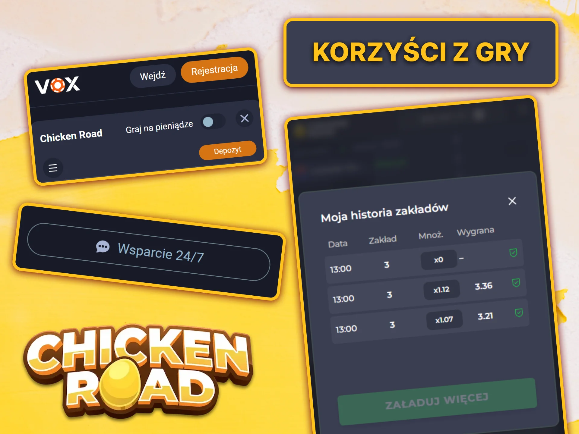 Odkryj korzyści płynące z gry w Chicken Road w VOX casino.