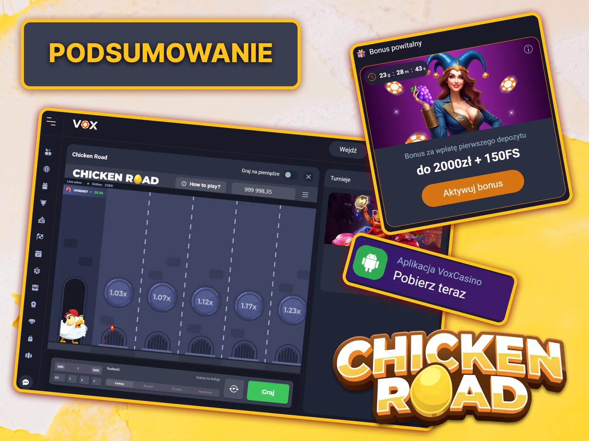 Przeczytaj naszą krótką recenzję Chicken Road i rozpocznij swoją przygodę z grami w VOX casino.