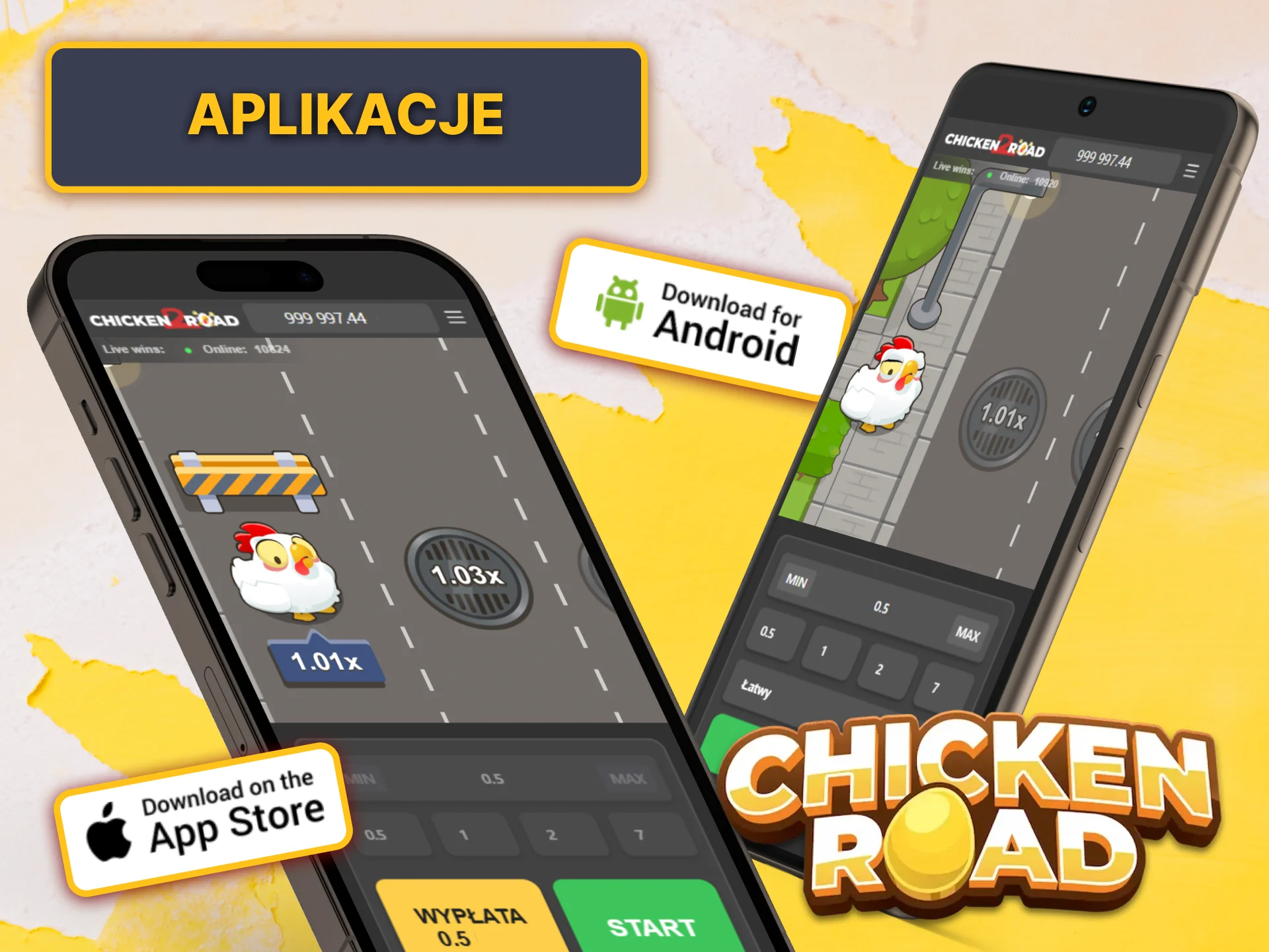 Pobierz oficjalne aplikacje na systemy Android i iOS, aby cieszyć się grą Chicken Road 2.0 w dowolnym miejscu.