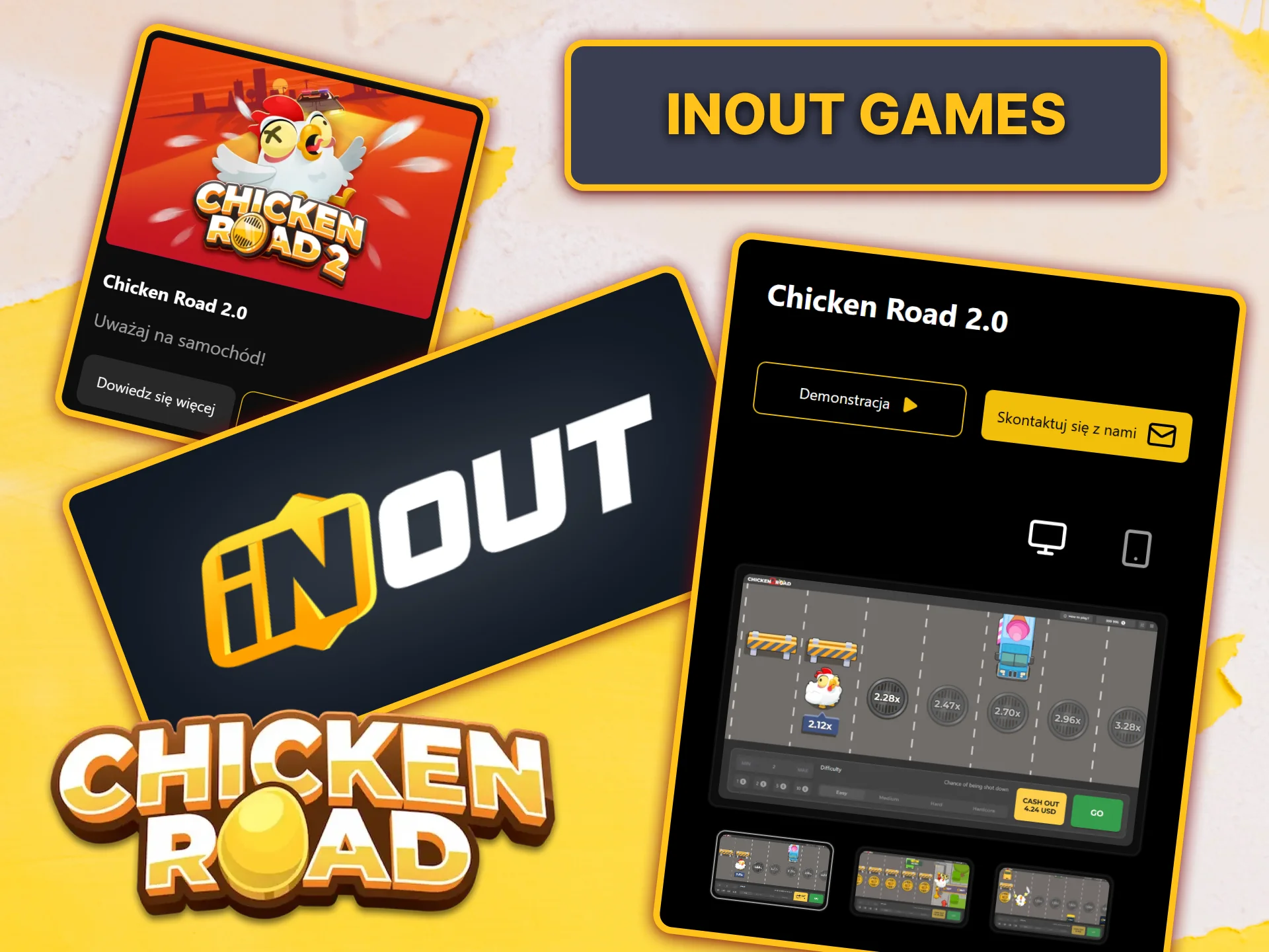 Odkryj innowacyjne gry od InOut Games i poznaj nowoczesne funkcje popularnej gry Chicken Road 2.0.