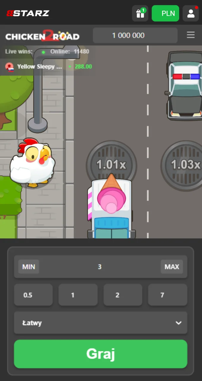 Zanim rozpoczniesz kolejną rundę Chicken Road 2.0, dostosuj rozmiar zakładu i poziom trudności.