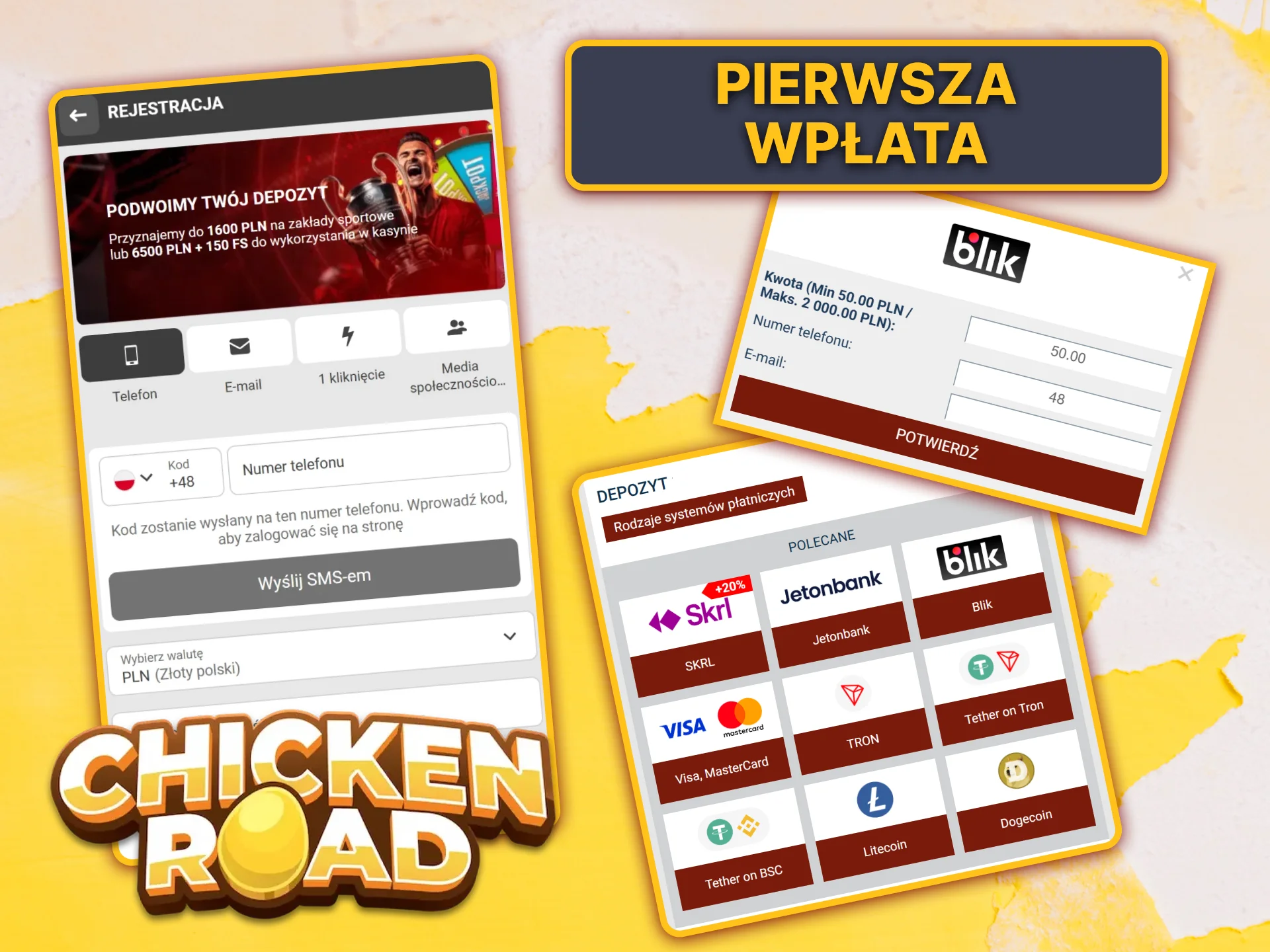 Złóż swój pierwszy depozyt, aby zagrać w Chicken Road 2.0.
