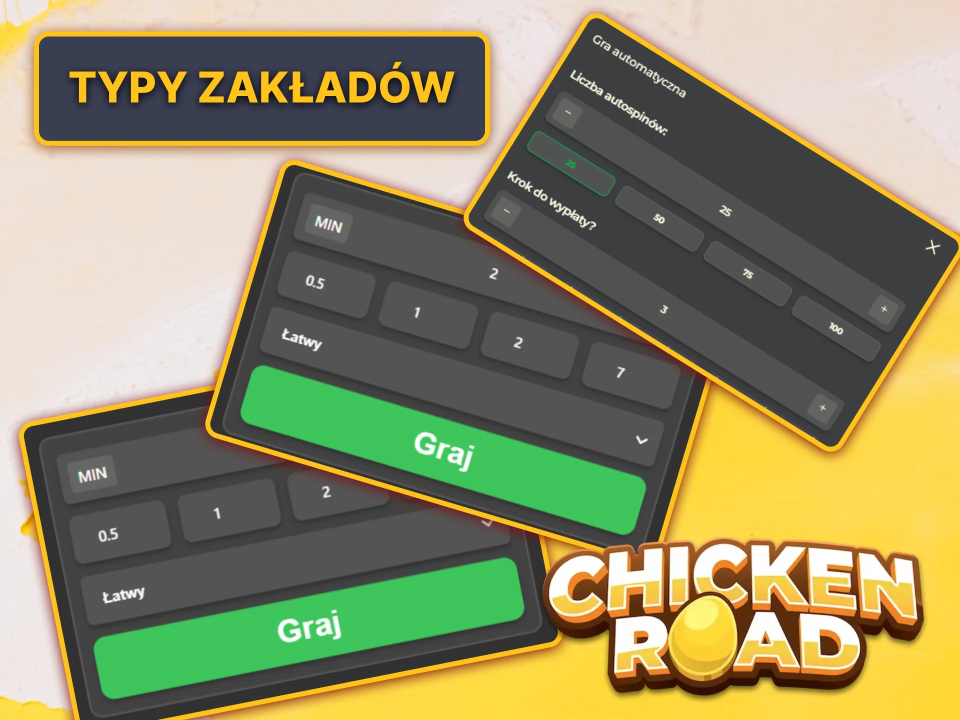 Poznaj różne rodzaje zakładów i funkcję autoodtwarzania dostępną w nowoczesnej grze Chicken Road 2.0.