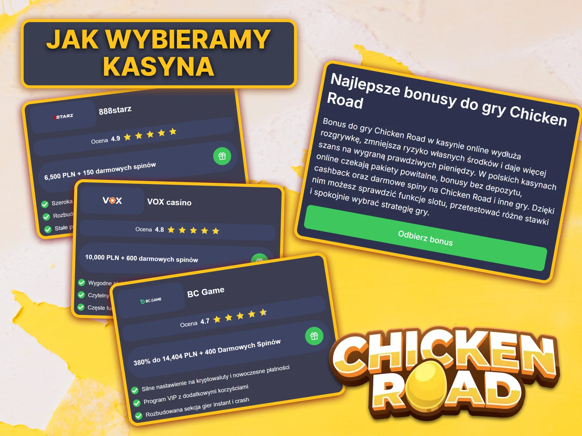 Dowiedz się, jak wybieramy bezpieczne kasyna z najlepszymi bonusami do gry w Chicken Road.