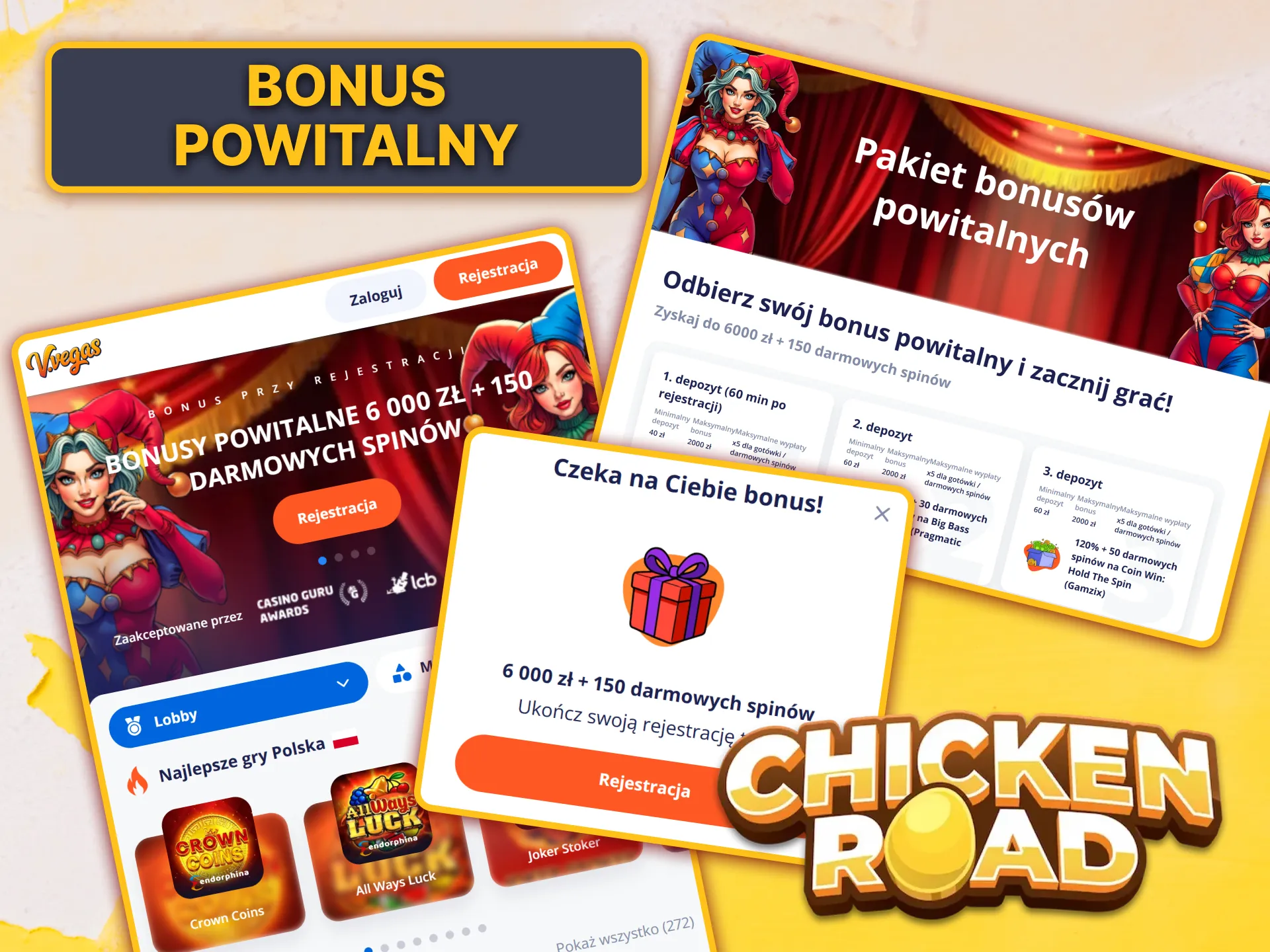 Otrzymaj hojny pakiet powitalny w V.Vegas, aby udoskonalić swój pobyt na Chicken Road.