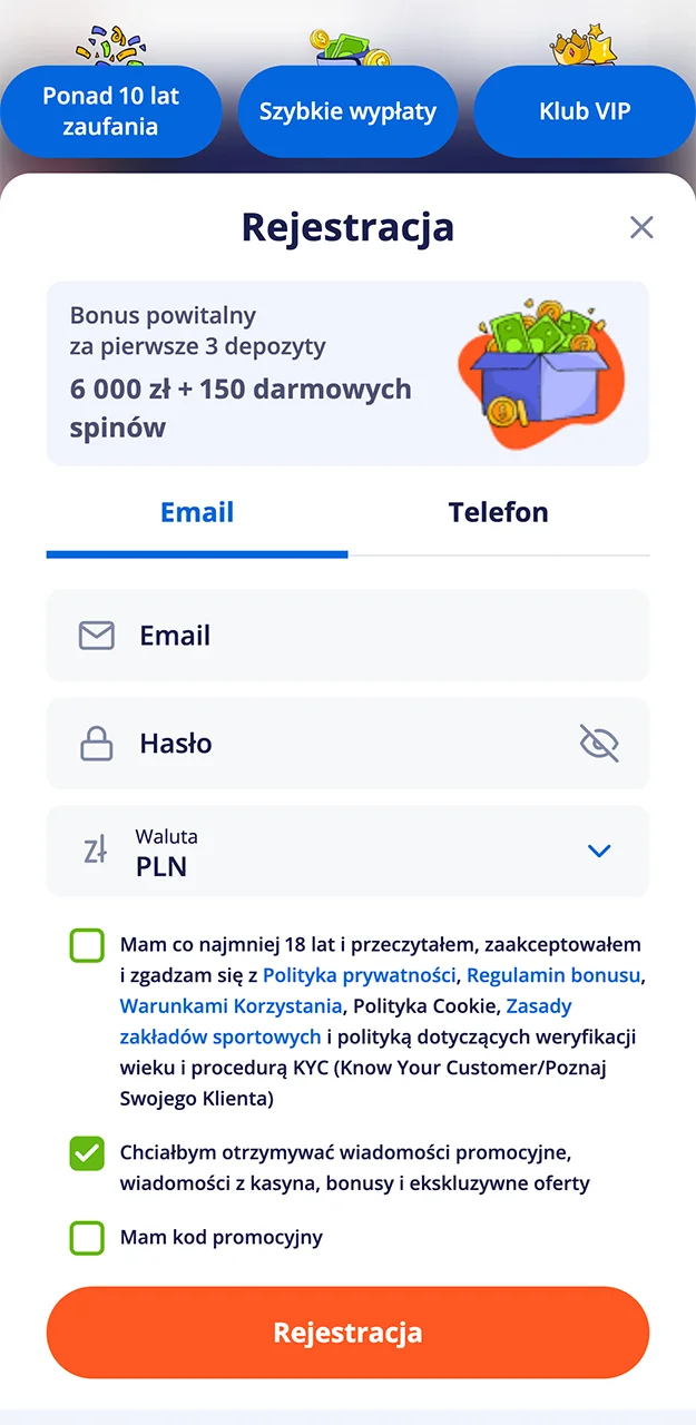 Aby zacząć grać w Chicken Road, wypełnij prosty formularz rejestracyjny V.Vegas.