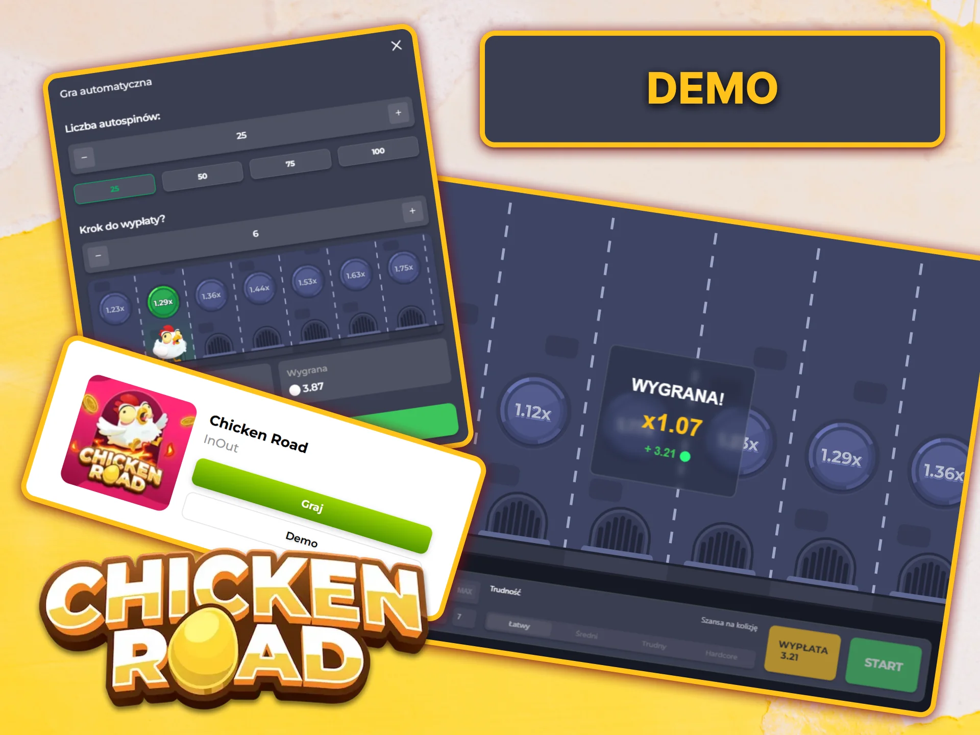 Zagraj w darmową wersję demonstracyjną Chicken Road w Verde Casino i poznaj zasady gry, nie ryzykując własnych pieniędzy.